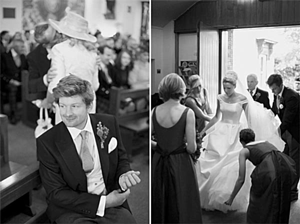 groom waiting at the church bride in the church