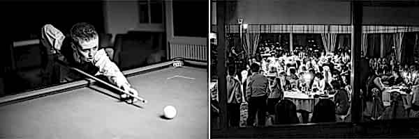 playing pool and chatting  