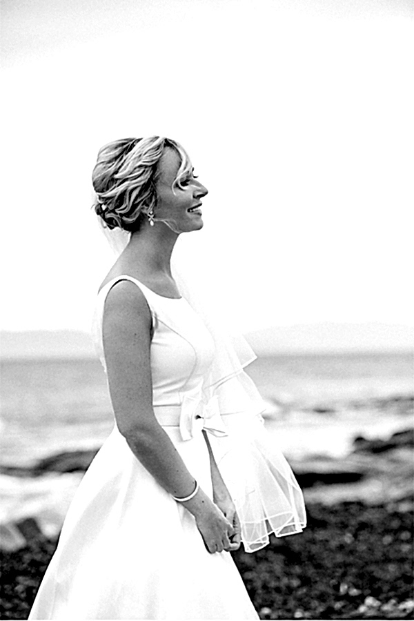bride on a beach in scotland mull of kintyre