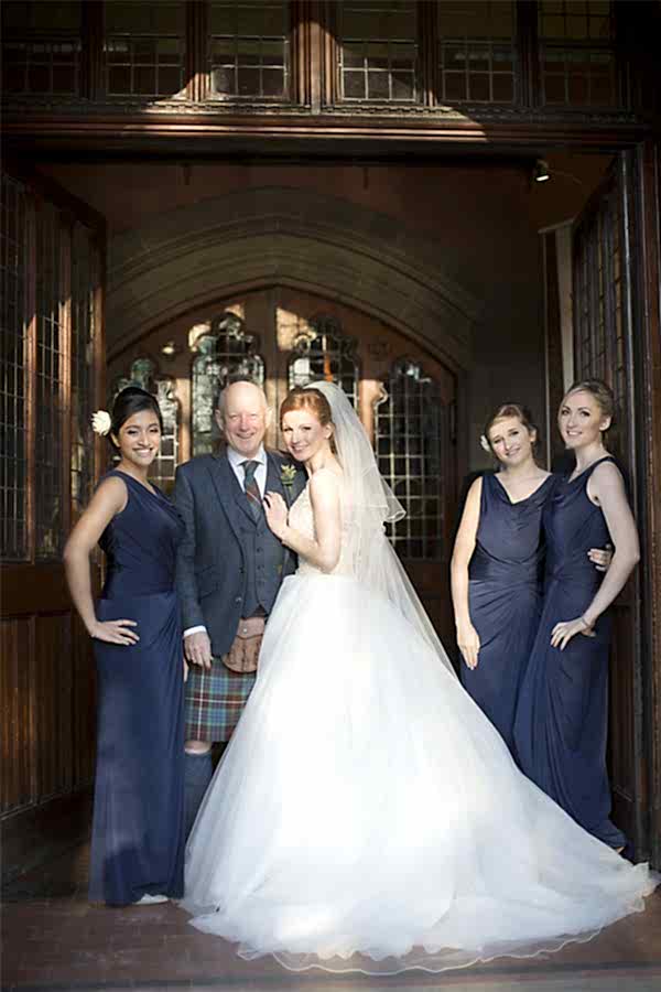 bride and bridesmates before church ceremony in glasgow