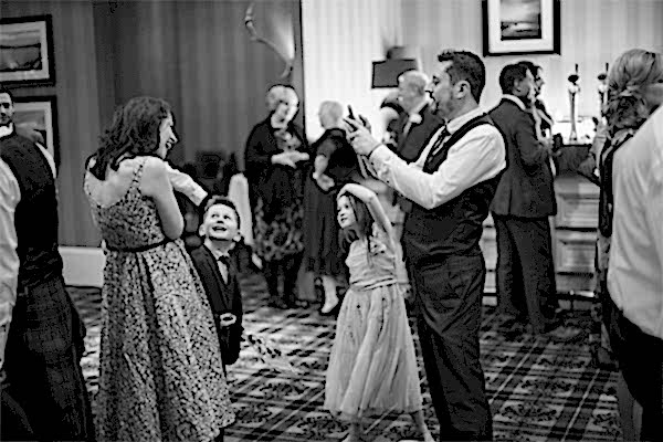 wedding guests having fun