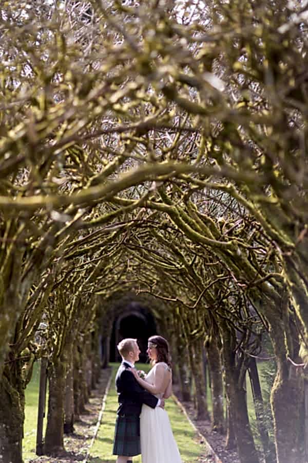 tree tunnel at Blairquhan Castle bride and groom session