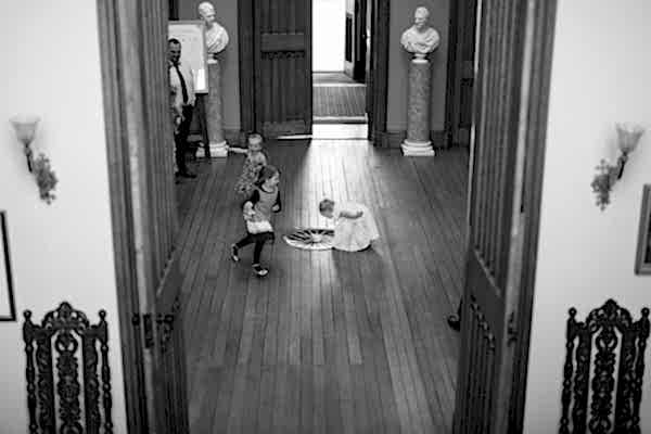 kids runing around during wedding at Blairquhan Castle