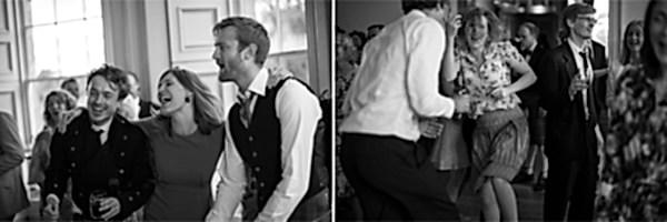 wedding guests having fun dancing