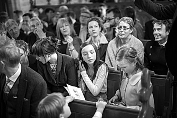 wedding guests in church scotland