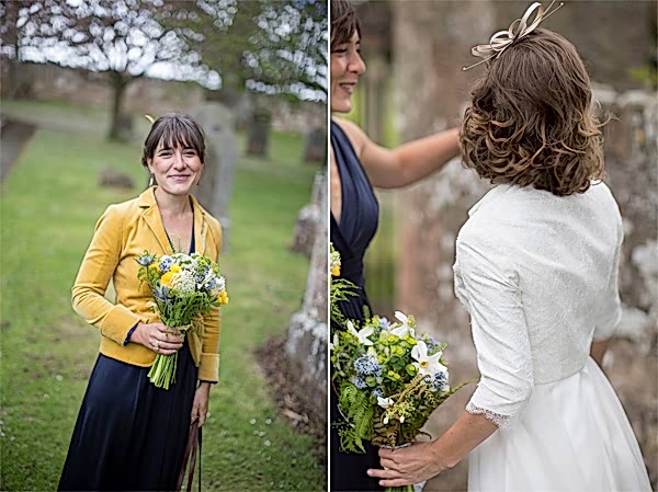 bridesmate and bride just before wedding ceremony