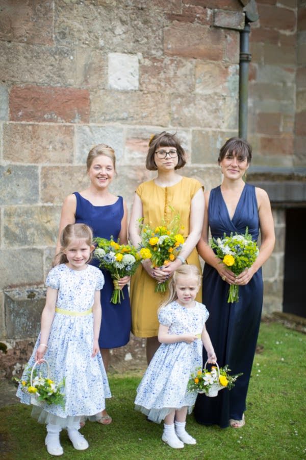 bridesmates and flowergirls at the church