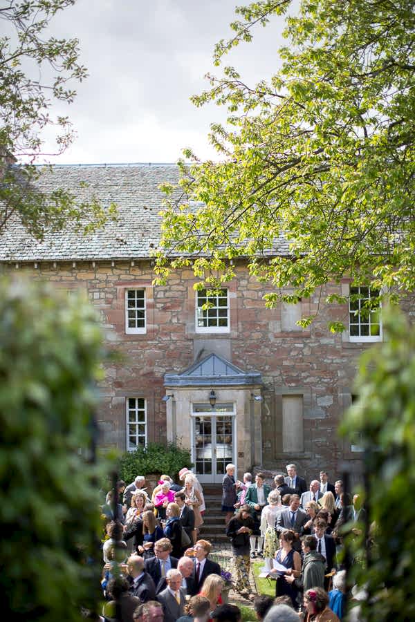 guests at wedding reception outsdie edinburgh