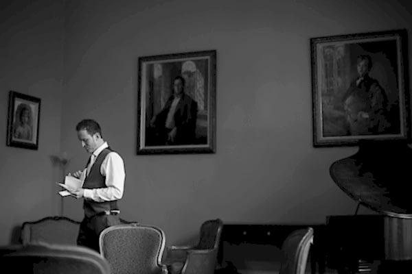 best man preparing his speech inside oxenford castle 