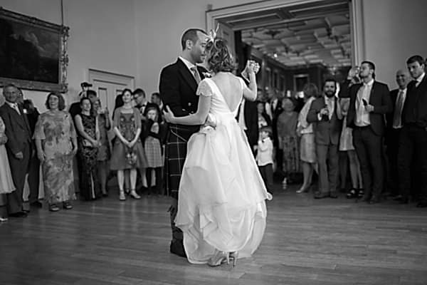 bride and groom during first dance