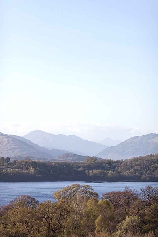 view over the mountain  and loch lomond from boturich castle wedding venue