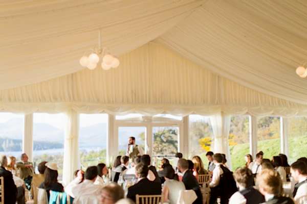 groom doing his wedding speech at boturich castle wedding marquee