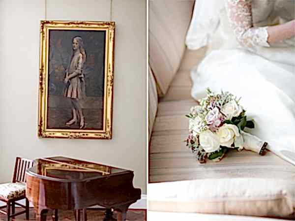 wedding flowers and piano at boturich castle