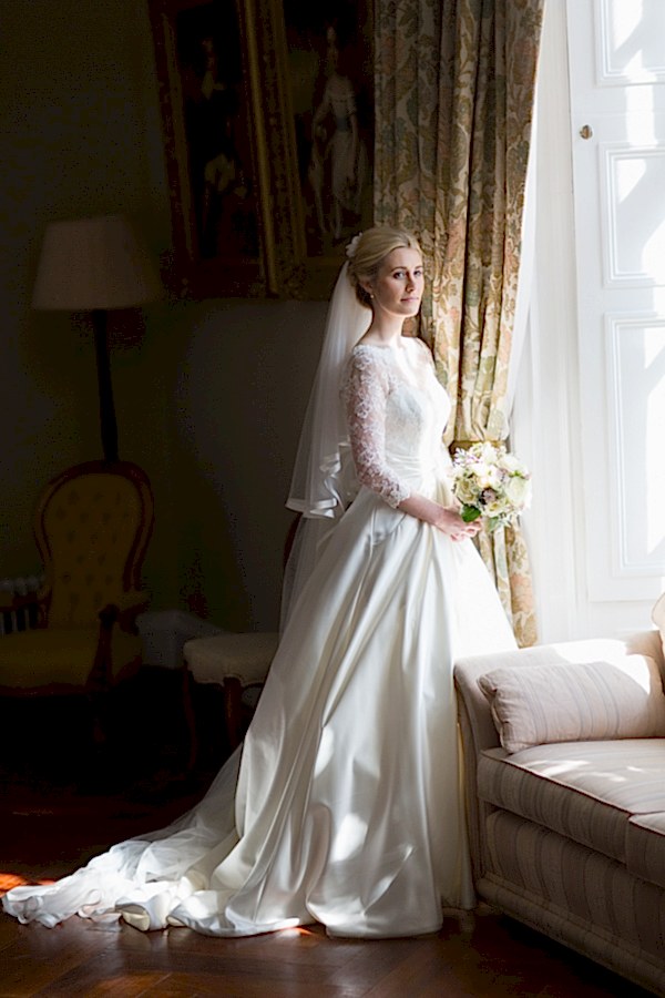 bride looking away at boturcih castle wedding