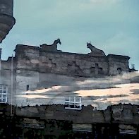 oxenford castle near edinburg collage with clouds from wedding