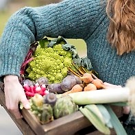 food photography glasgow girl holding local vegatables