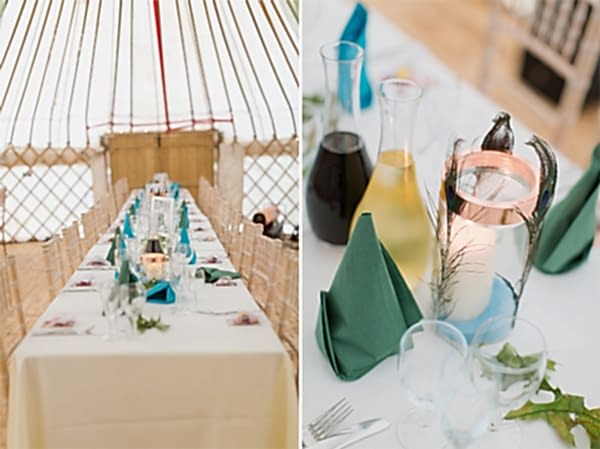 inside weddign tipi tent, tables and details