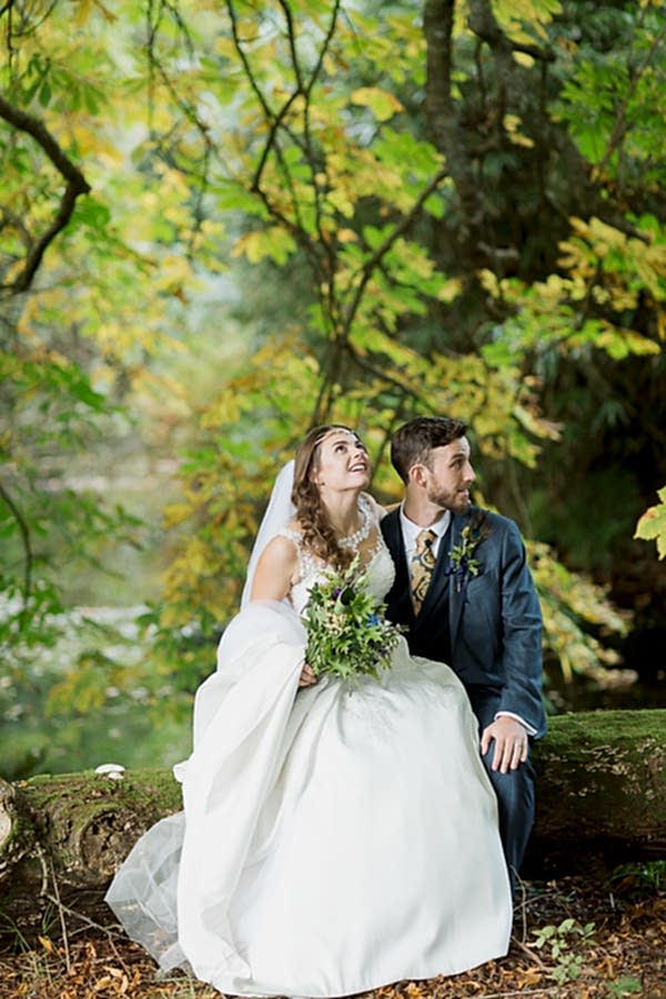 married couple in a forest during wedding photo session with fotogenic of scotland