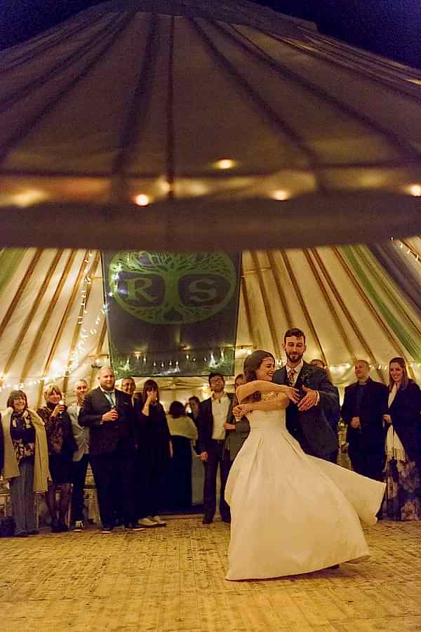 first dance at tipi tent in scotland wedding venue