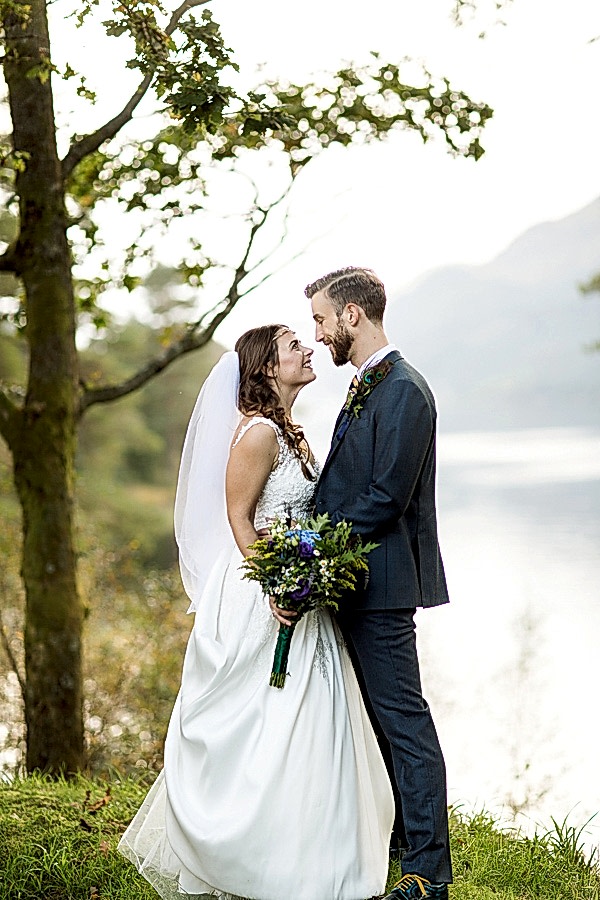 fine art wedding photography glasgow bride and groom looking at each other