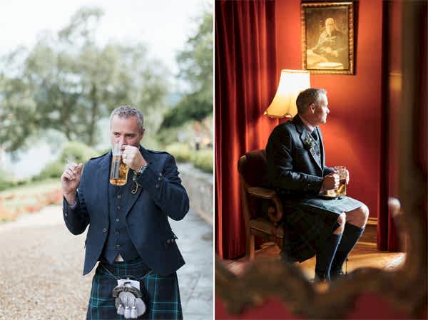 groom drinking beer