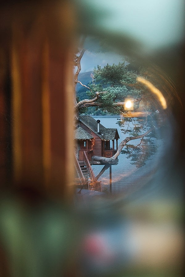 tree house view through glass at the lodge on loch goil