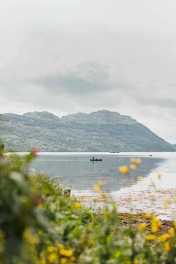 Loch Goil Wedding photographer boat and mountains view
