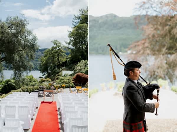 ceremony setup and scottish piper