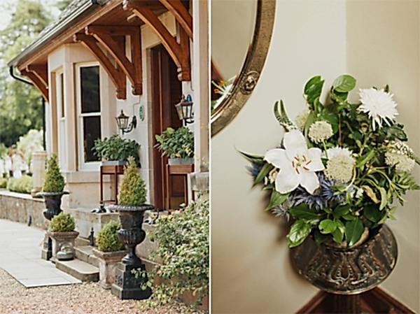 main door and flowers at The Lodge on Loch Goil