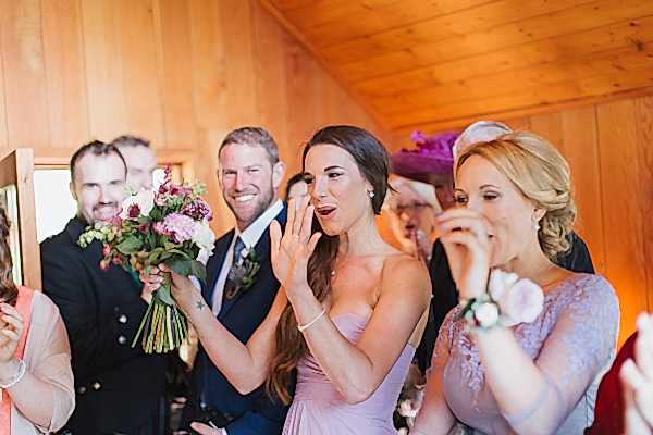 wedding guests at tree house