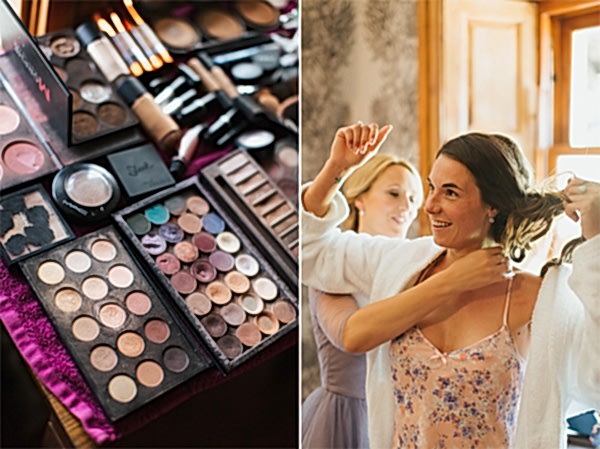 make up and bridesmates at The Lodge on Loch Goil Wedding