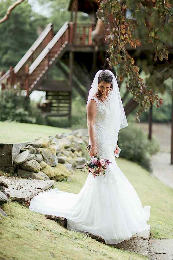 bride in the garden of at the lodge on loch goil