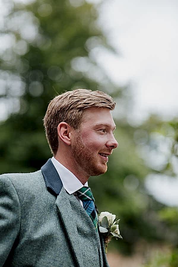 portrait of the groom at beasden church scotland 