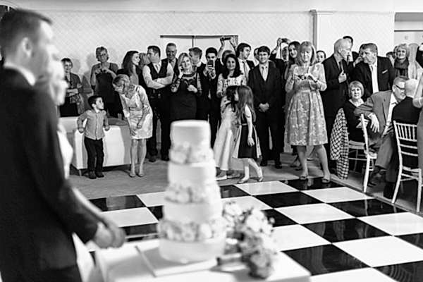 cutting of the cake at the wedding mar hall scotland 