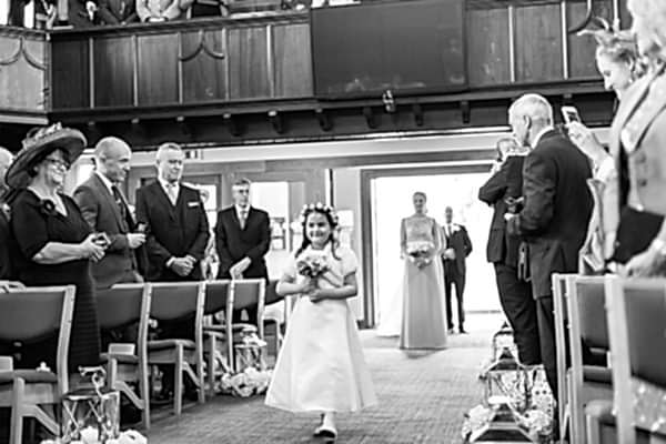walking down the aisle hamilton church in scotland 