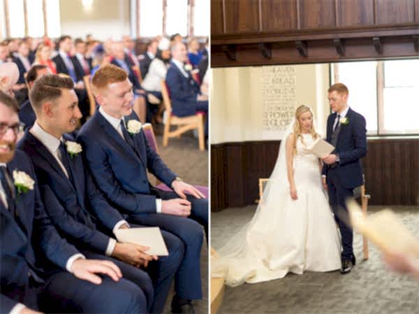 bride and groom singing during the wedding mass scotland 
