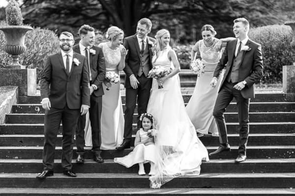 bridal party photos outside of mar hall near glasgw