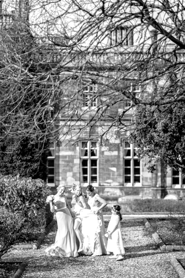 bride with her bridesmaids at the venue mar hall scotland 