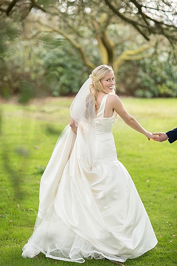 bride turning back with a smile at mar hall scotland 
