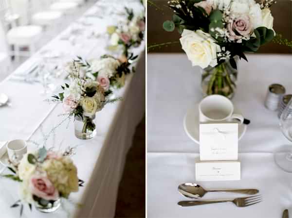 table decorations at the scottish wedding mar hall 