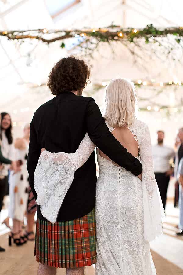 bride and groom embraced during dnacing at crear weddings