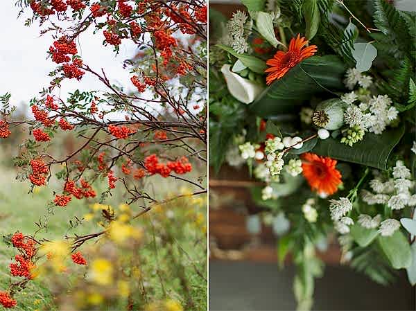 white and orange wedding flowers
