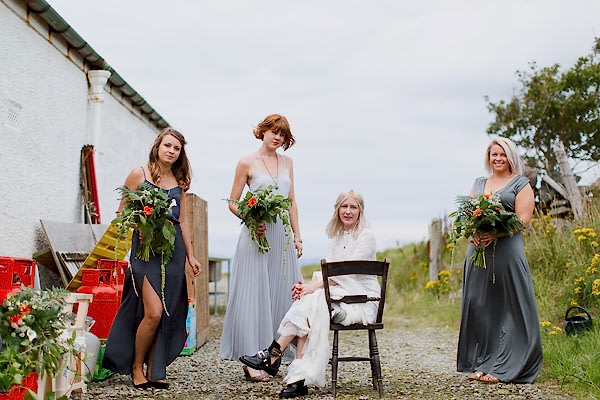 bride and bridesmates just before ceremony
