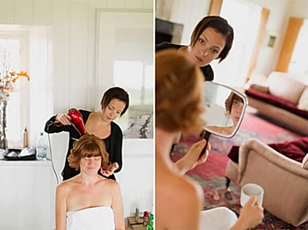 bridesmate getting her hair done