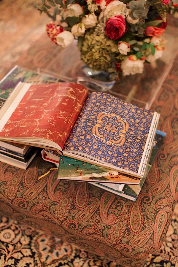 books and different patterns at dundas castle interior