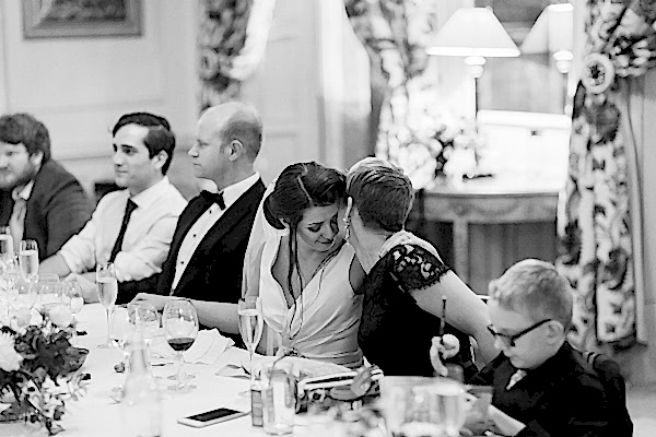 two sisters embraced during speeches at dundas castle