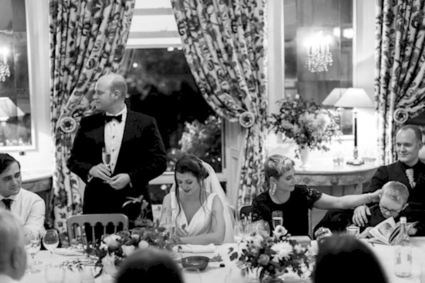 groom giving a speech at wedding dundas castle