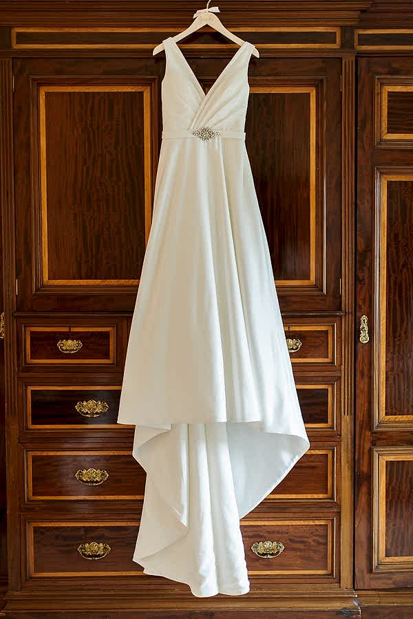 wedding dress hang on vintage wardrobe