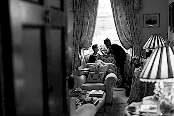 bridesmate having her makeup done