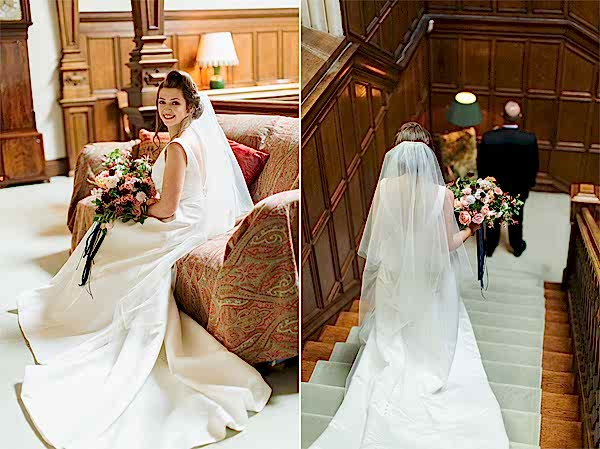 first glance of bride and groom at dundas castle